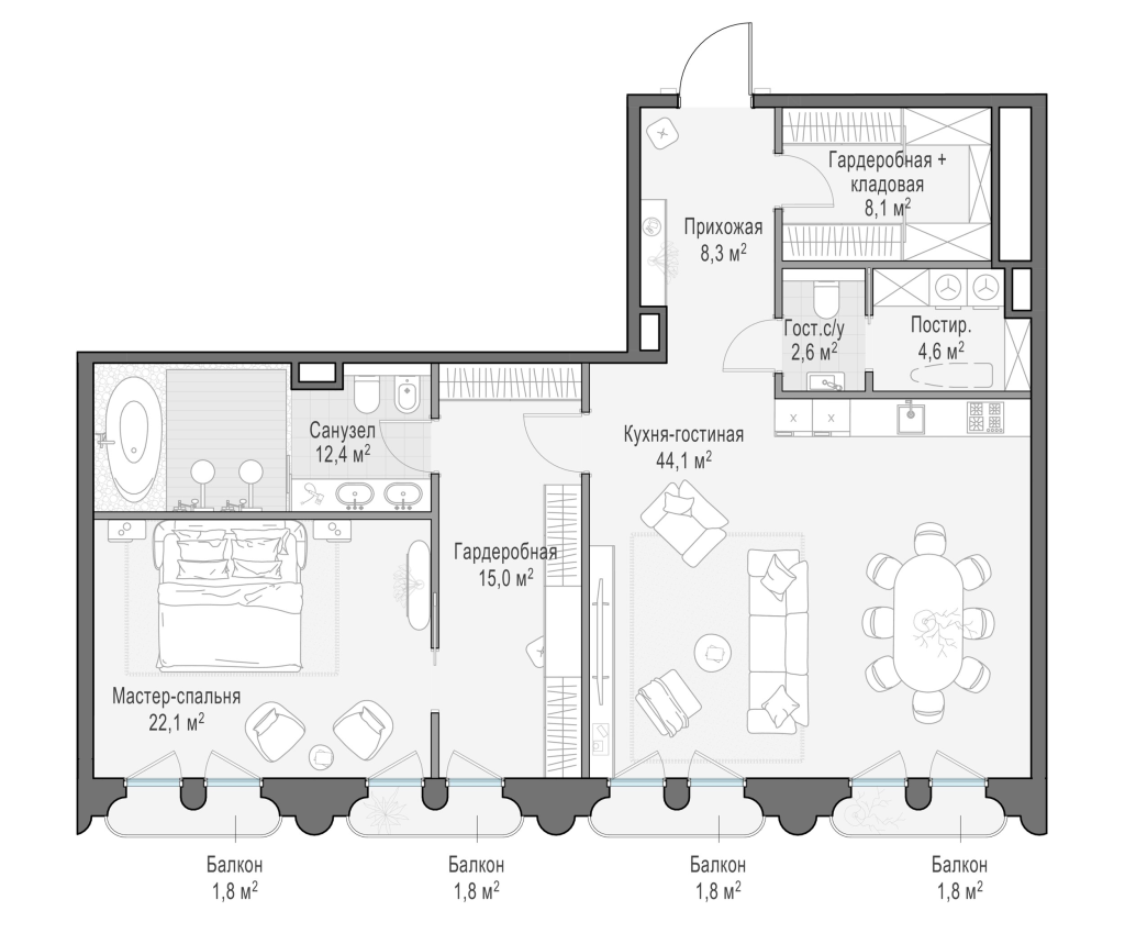 3 ккв (Евро) 119,7 м²