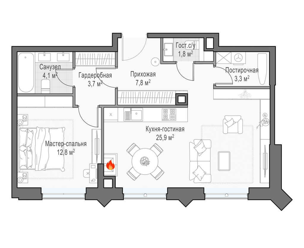 2 ккв 60,6 м²