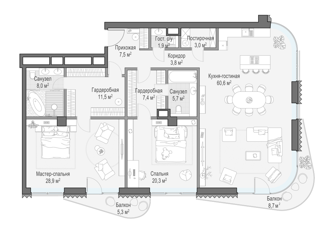 4 ккв (Евро) 167,3 м²