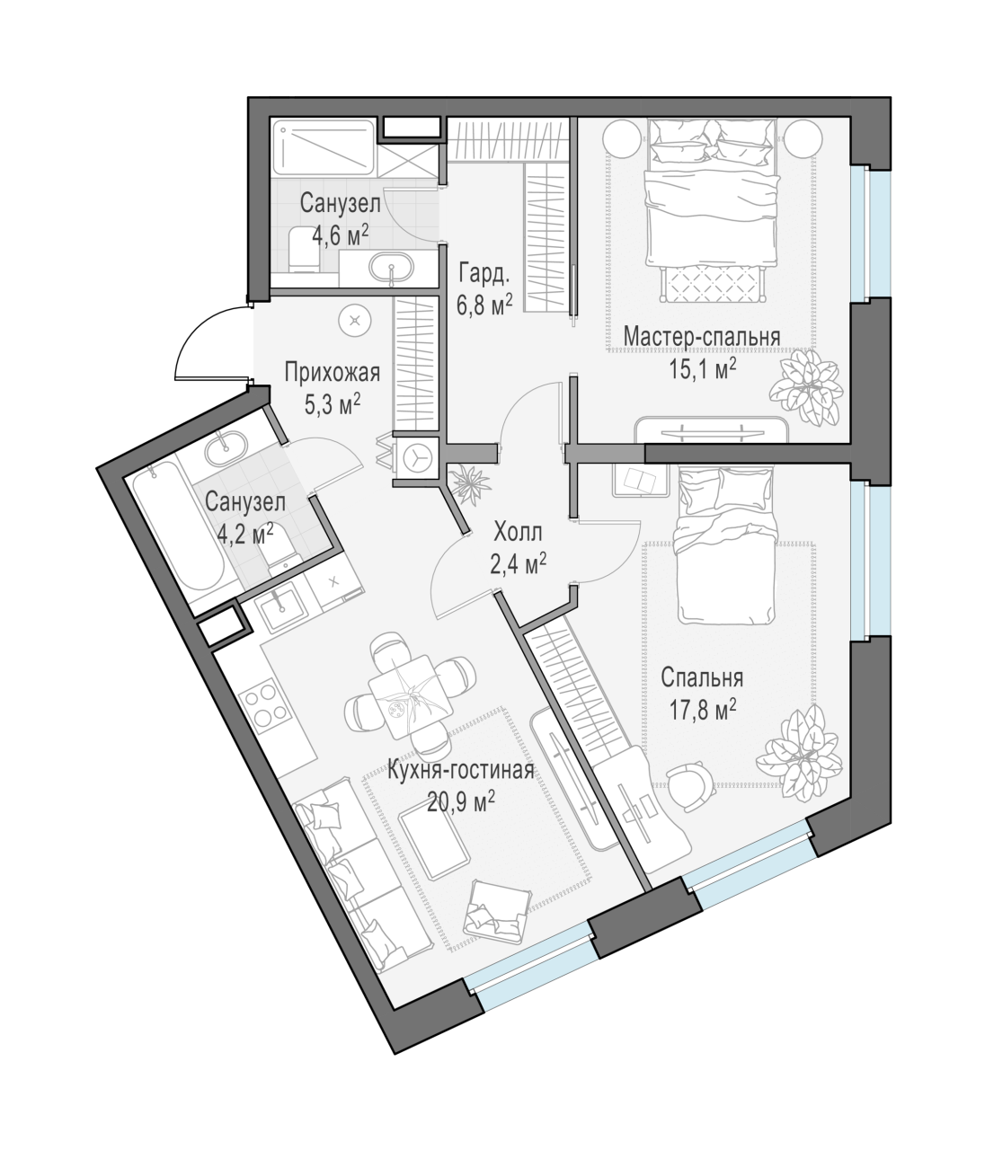 2 ккв (Евро) 78,7 м²