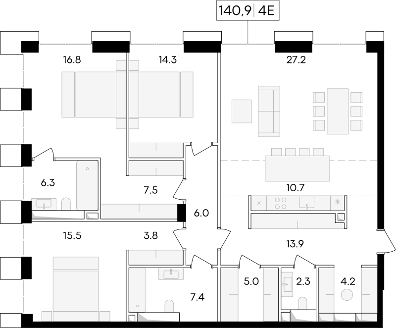 4 ккв (Евро) 143,5 м²