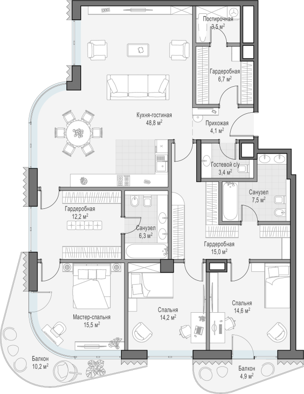 4 ккв (Евро) 161,6 м²