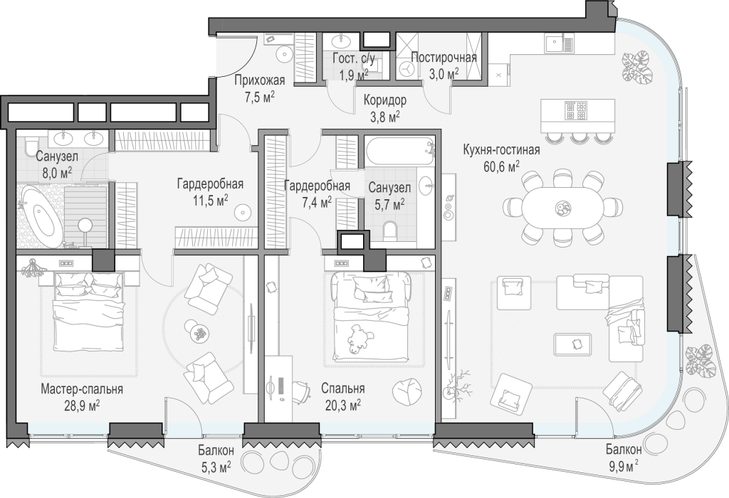 4 ккв (Евро) 167,8 м²