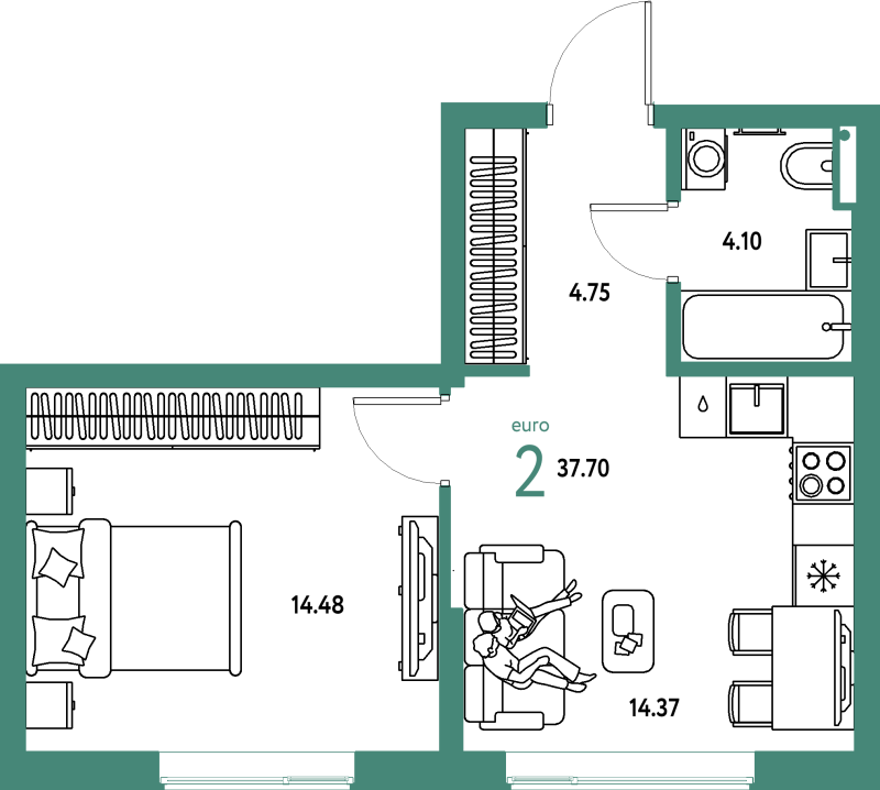 1 ккв 37,7 м²
