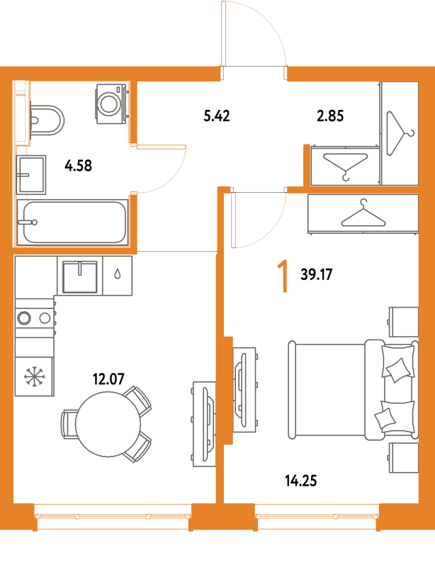 1 ккв 39,2 м²