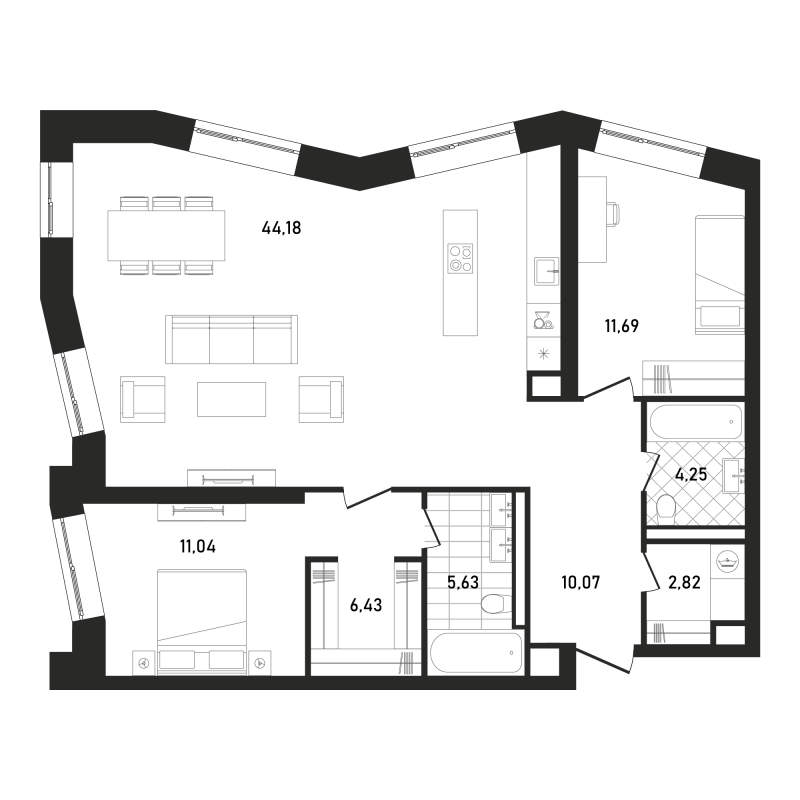 3 ккв (Евро) 96,2 м²