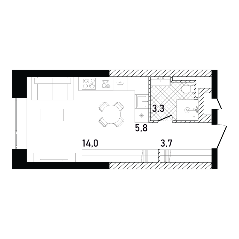 Студия 26,9 м²