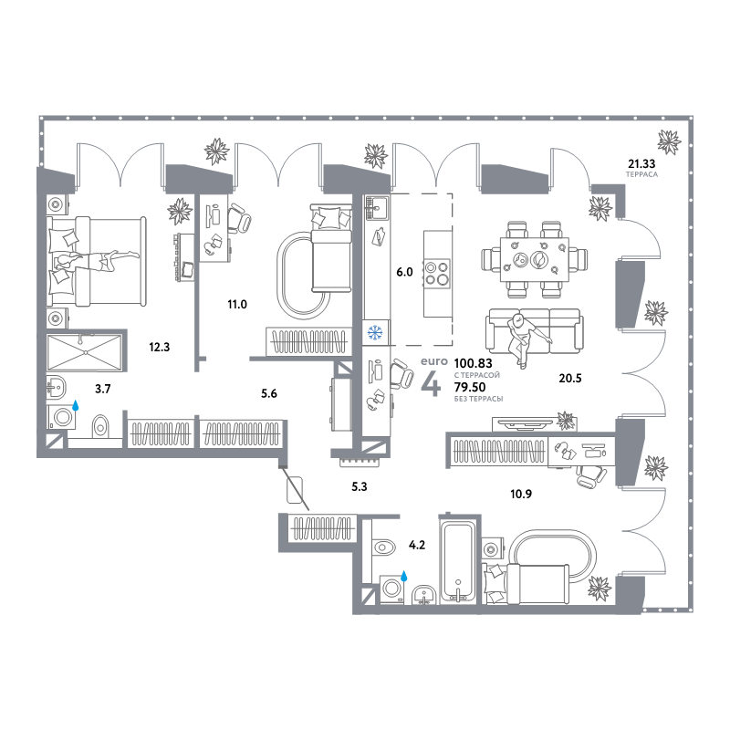 4 ккв (Евро) 100,8 м²