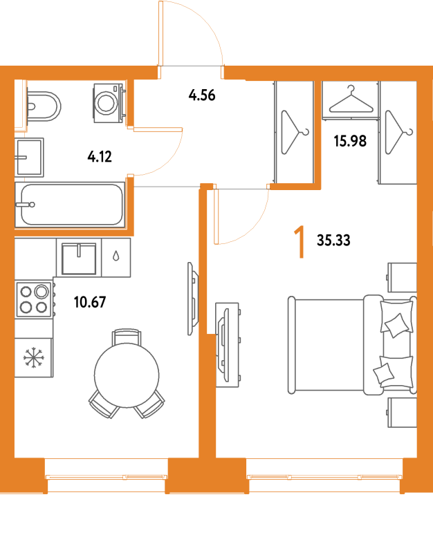 1 ккв 35,3 м²