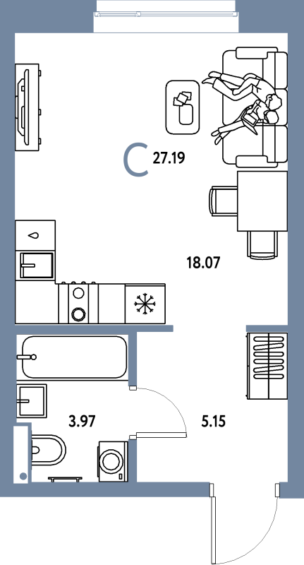 Студия 27,2 м²