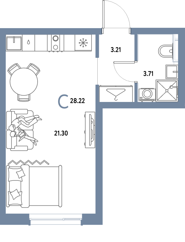 Студия 28,2 м²