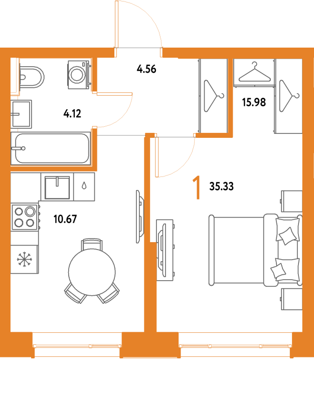 1 ккв 35,3 м²