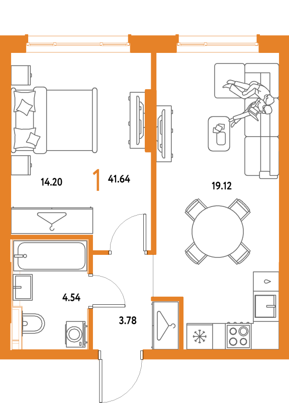 2 ккв (Евро) 41,6 м²