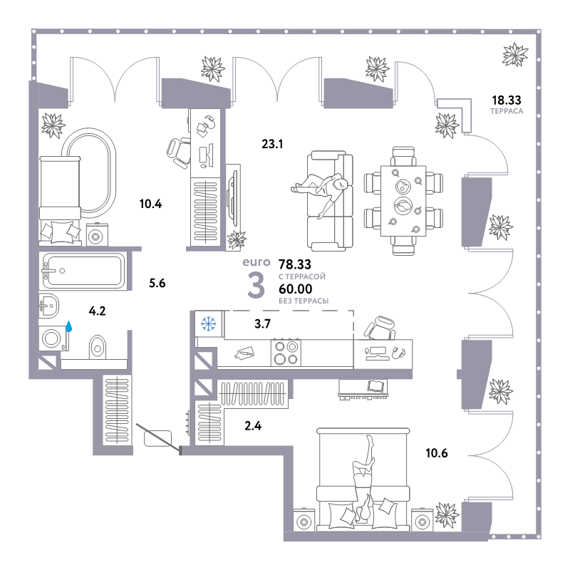 3 ккв (Евро) 78,3 м²