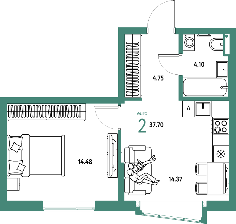 1 ккв 37,7 м²