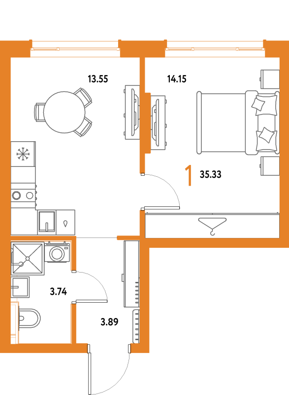 1 ккв 35,3 м²