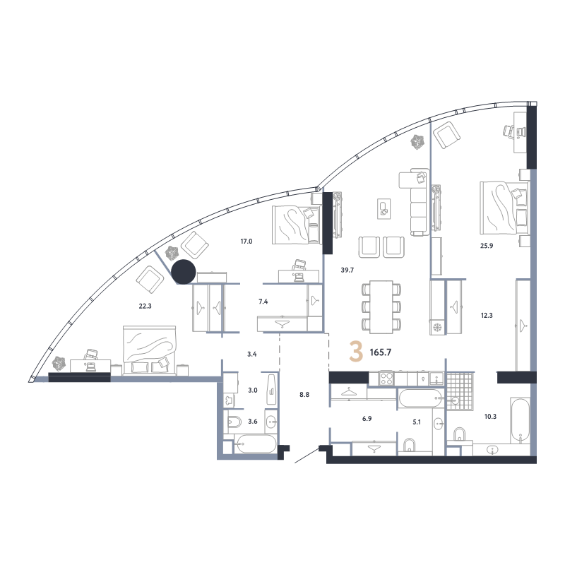 4 ккв (Евро) 165,7 м²