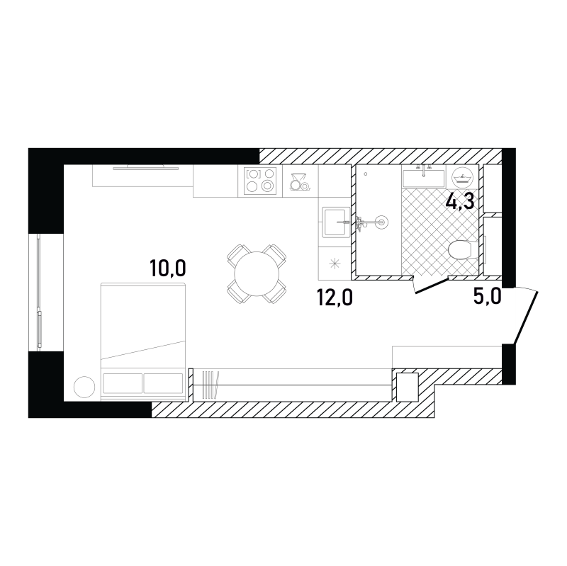 Студия 31,3 м²