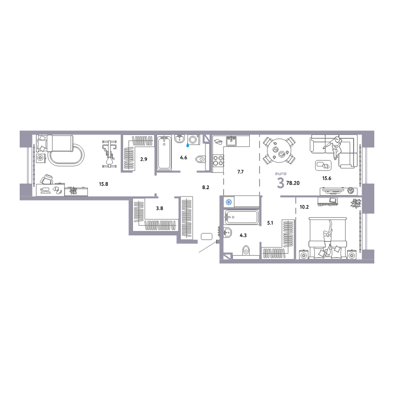 3 ккв (Евро) 78,2 м²