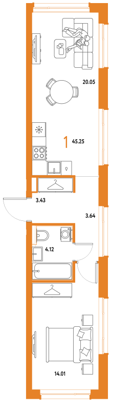 2 ккв (Евро) 45,3 м²