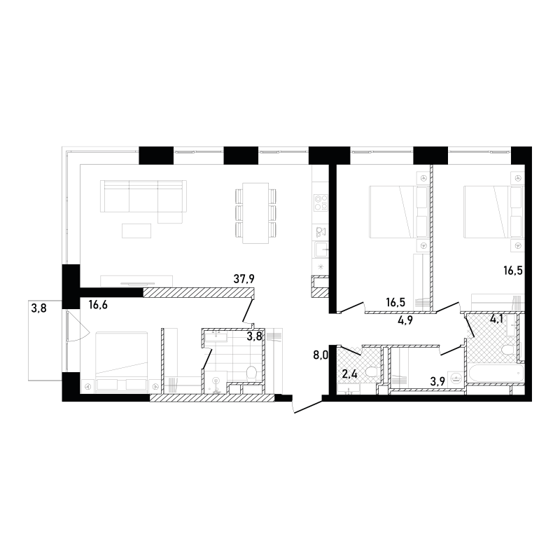 4 ккв (Евро) 118,8 м²