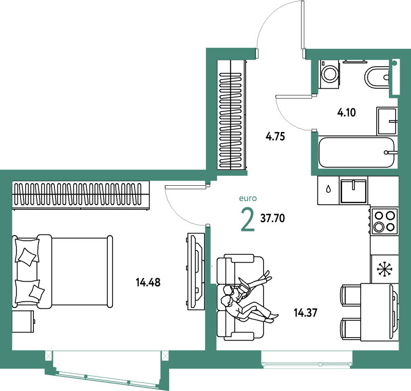 1 ккв 37,7 м²