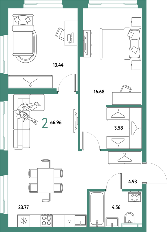 3 ккв (Евро) 67 м²