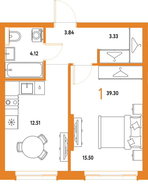 1 ккв 39,3 м²