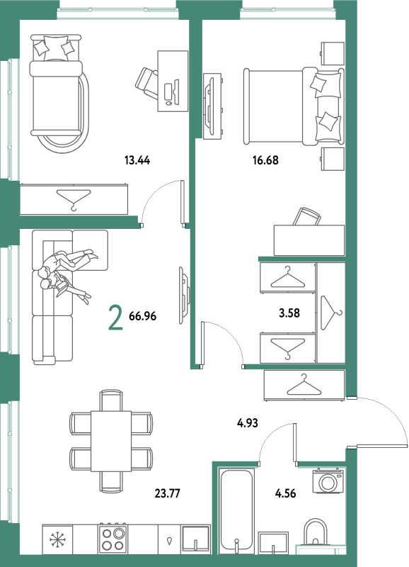 3 ккв (Евро) 67 м²