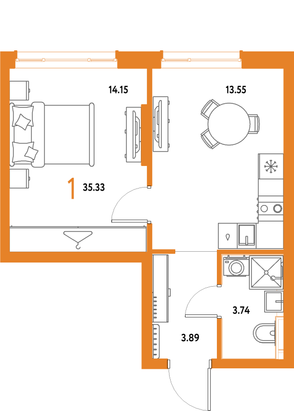 1 ккв 35,3 м²