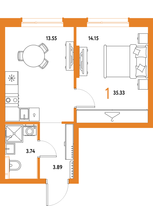 1 ккв 35,3 м²