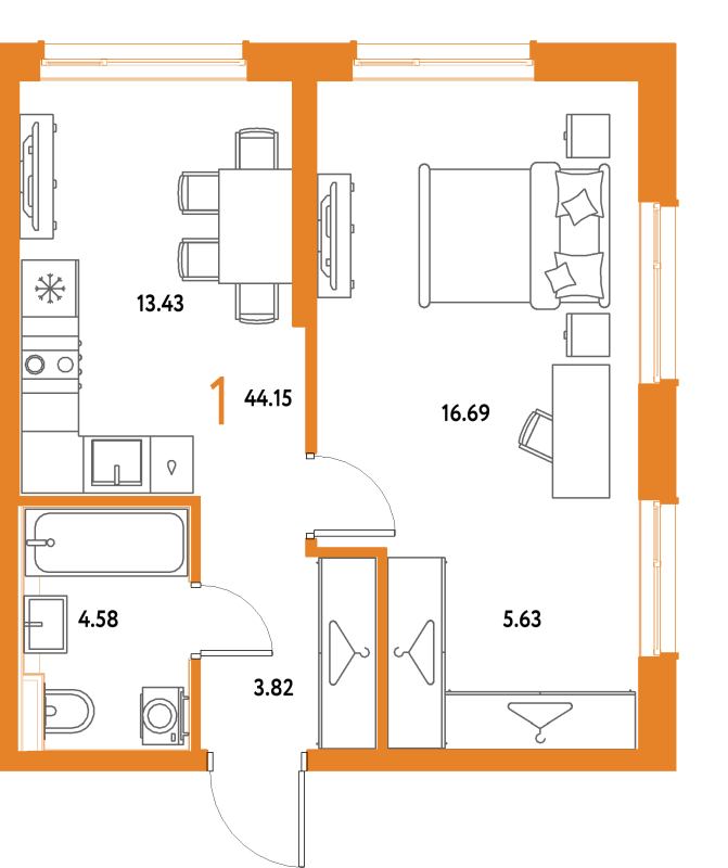 1 ккв 44,2 м²