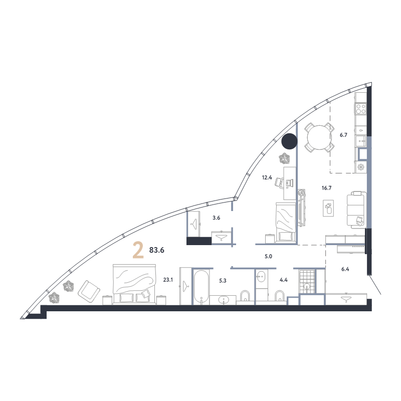 3 ккв (Евро) 83,6 м²
