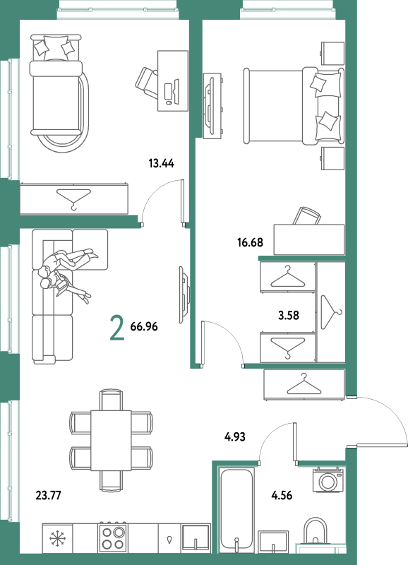 3 ккв (Евро) 67 м²