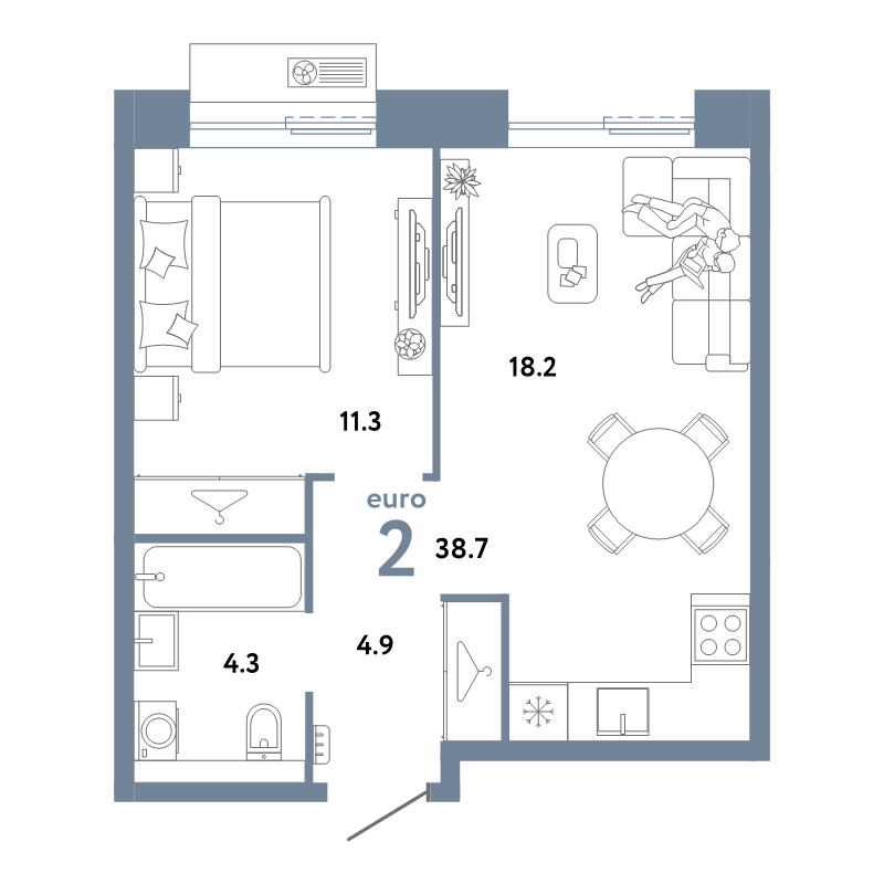 2 ккв (Евро) 38,7 м²