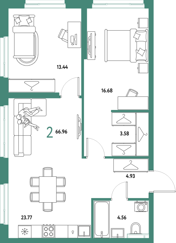 3 ккв (Евро) 67 м²