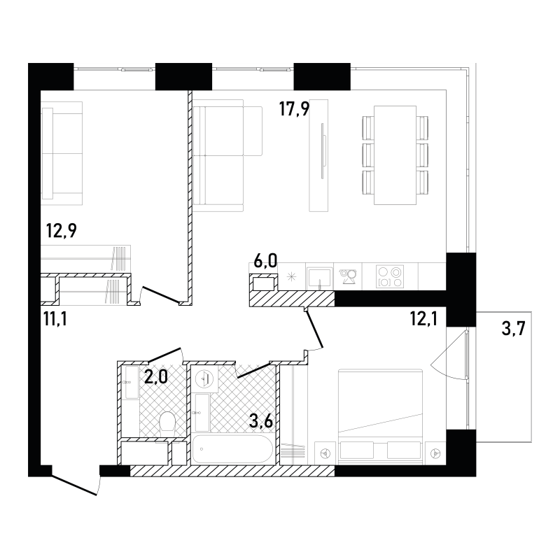 3 ккв (Евро) 69,1 м²