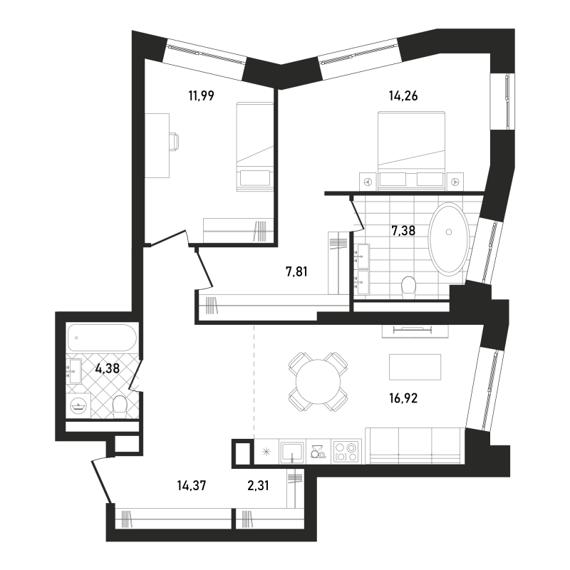 3 ккв (Евро) 79,6 м²