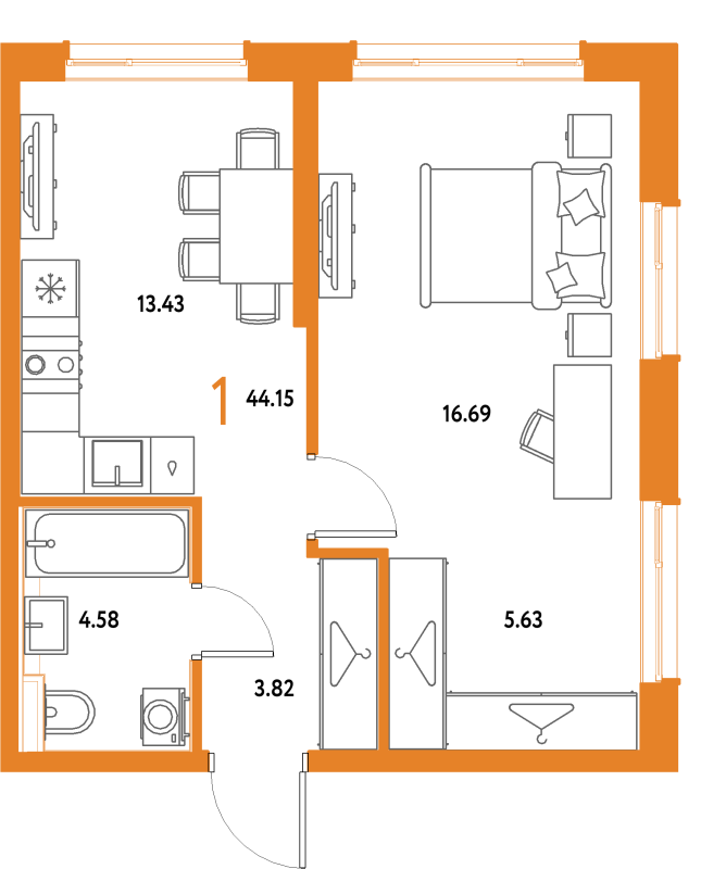 1 ккв 44,2 м²