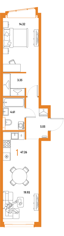 2 ккв (Евро) 47,3 м²