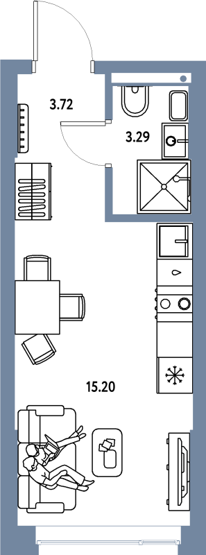 Студия 22,2 м²