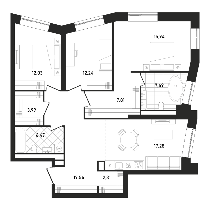4 ккв (Евро) 103,1 м²
