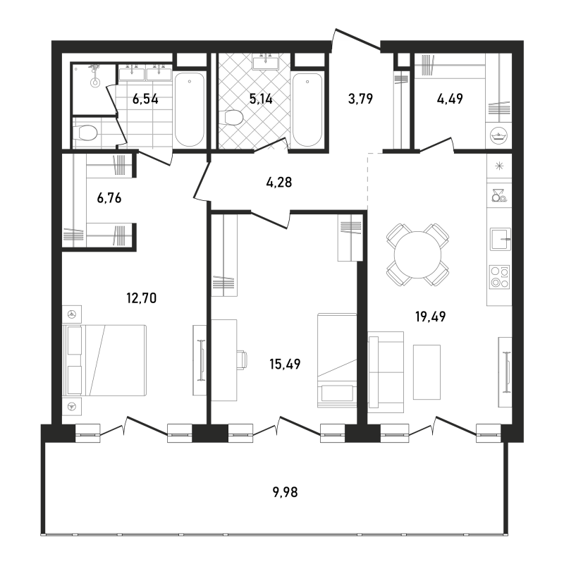 3 ккв (Евро) 99,1 м²