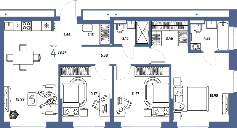 4 ккв (Евро) 78,5 м²