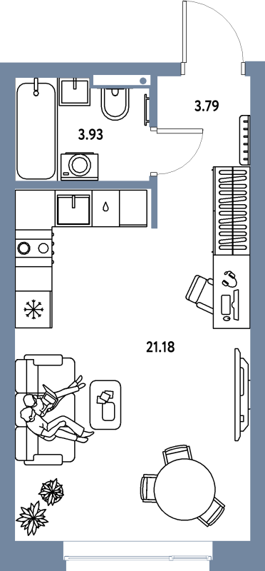 Студия 28,9 м²