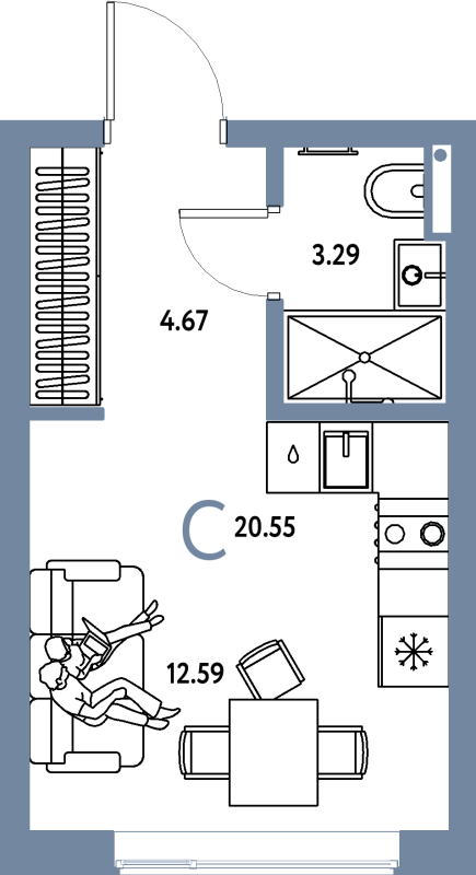 Студия 20,6 м²