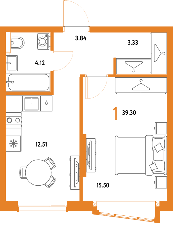 1 ккв 39,3 м²