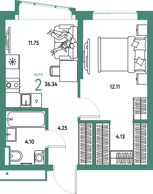 1 ккв 36,3 м²