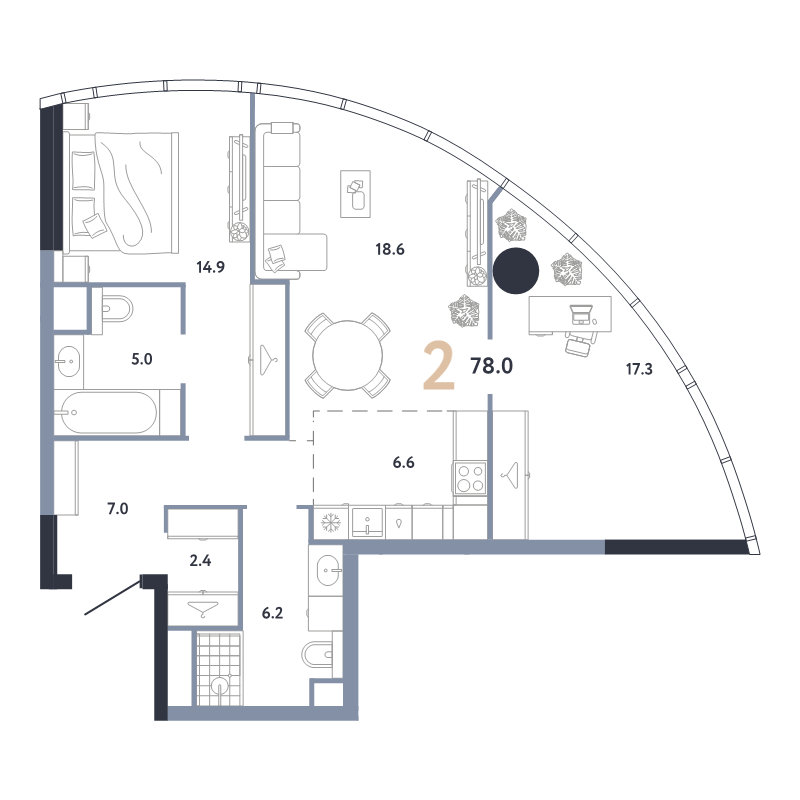 3 ккв (Евро) 78 м²