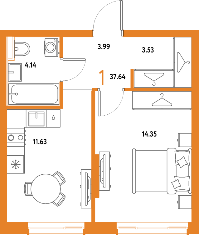 1 ккв 37,6 м²